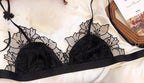 Ethereal Sheer French Lace Triangle Bralette and Matching Scalloped Panty Set