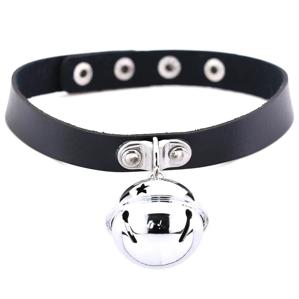 Alternative Bell Pendant Collar Choker Necklace for Gothic Punk Fashion