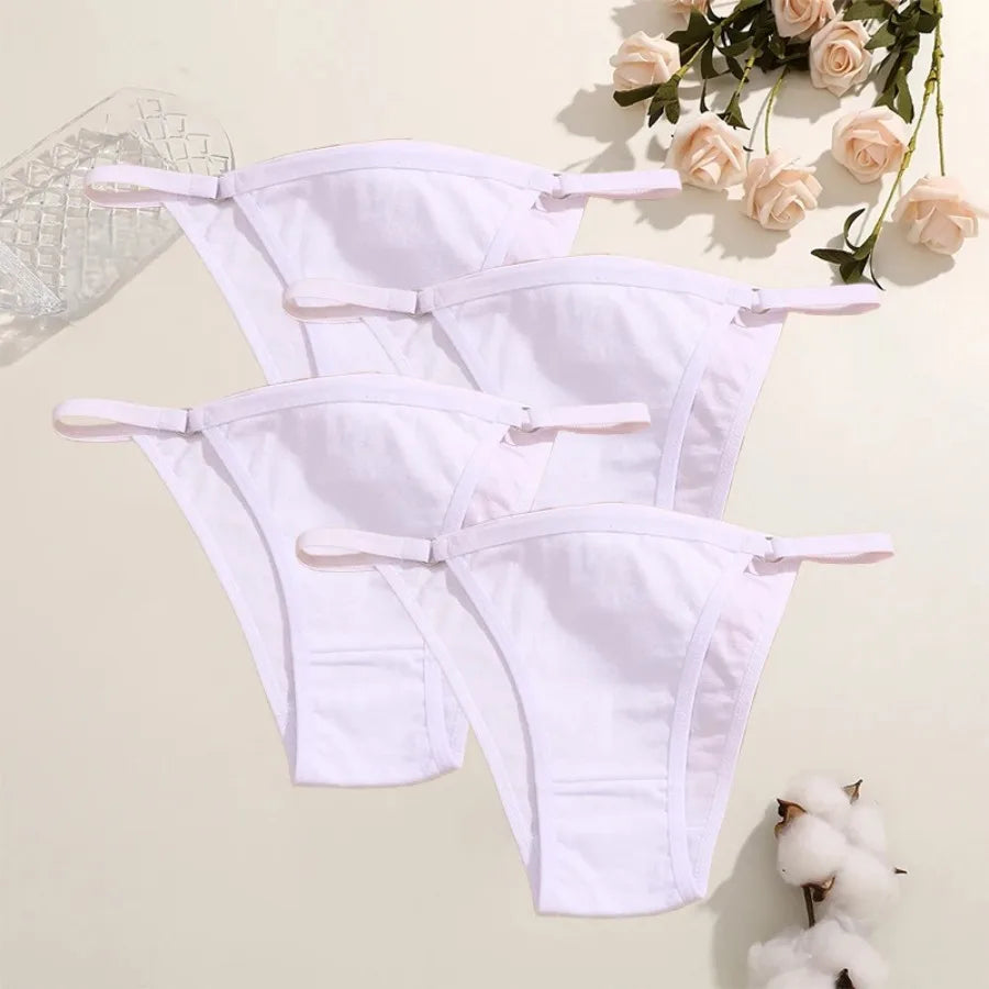 4-Piece Women’s Low-Rise Bikini Briefs Set with Soft Solid Colors, Minimal Silhouette and Everyday Lingerie Styling