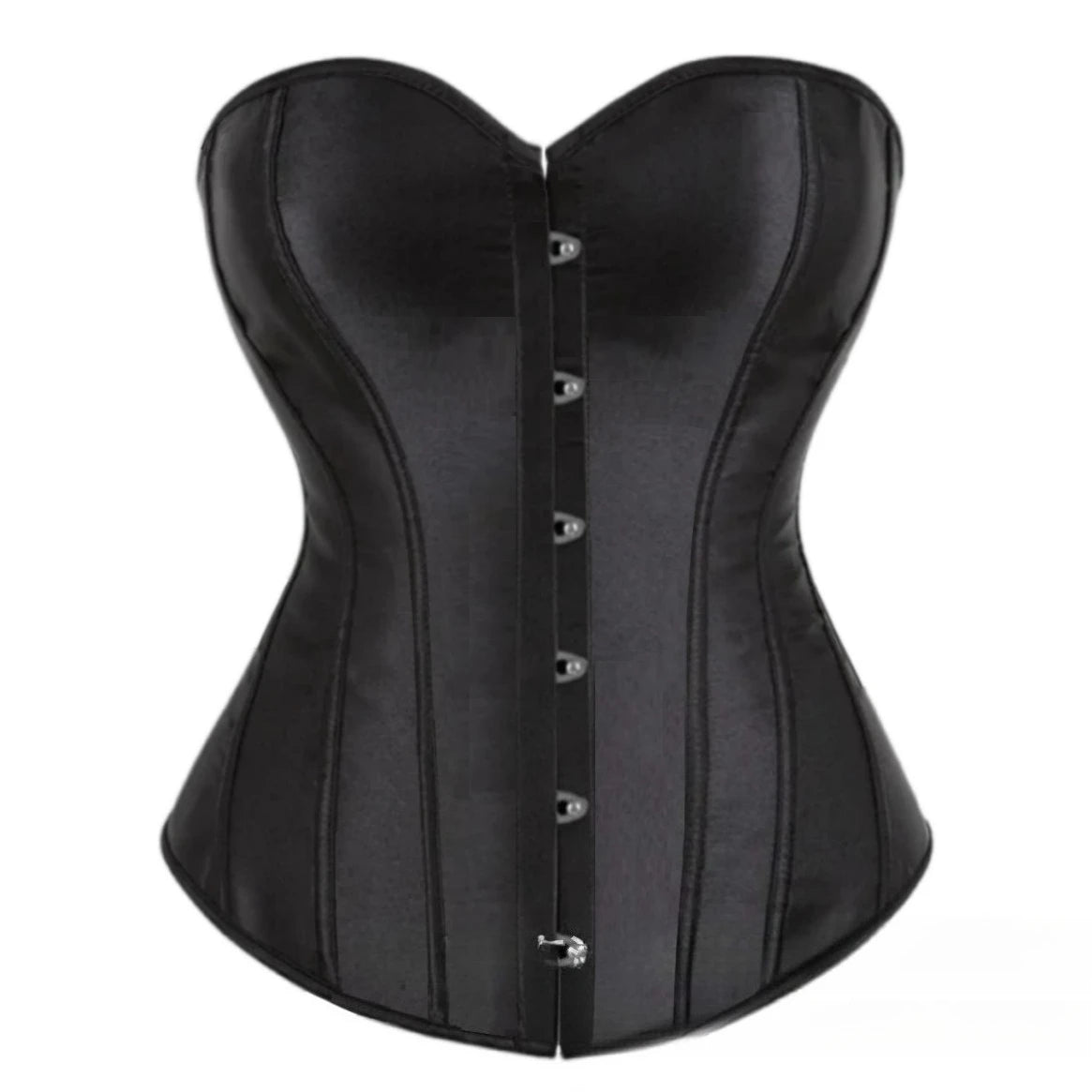 Vibrant Pink Satin-Finish Overbust Corset with Structural Seaming