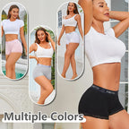 6-Piece Women’s Cotton Boyshorts Set with Mid-Rise Silhouette, Delicate Lace Trim and Assorted Solid Colors
