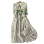Vintage Embroidered Waist Detail Cottagecore Alternative Midi Dress