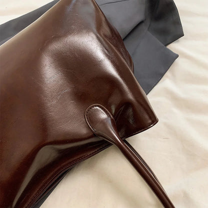 Soft PU Leather Slouchy Hobo Tote Bag with Top Handle Design
