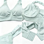 Wire-Free Seamless Nursing Bra with Delicate Lace Trim and Front Ruching