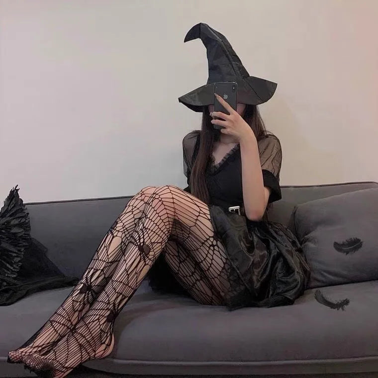 Spider Web Pattern Fishnet Tights Gothic Alternative Fashion Mesh Hosiery