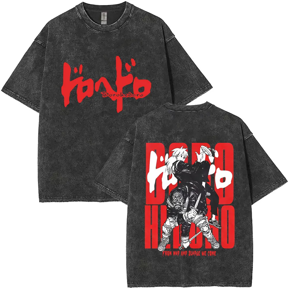Anime Goth Oversized Graphic T-Shirt with Dark Manga Streetwear Design - BigCat Streetwear