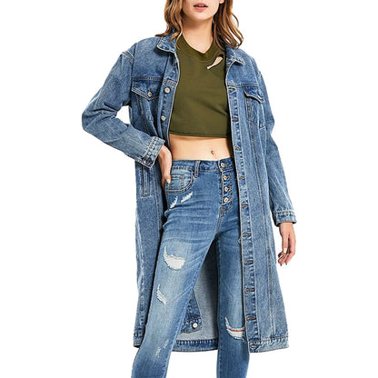 Longline Vintage Inspired Denim Coat with Streetwear Layering Silhouette