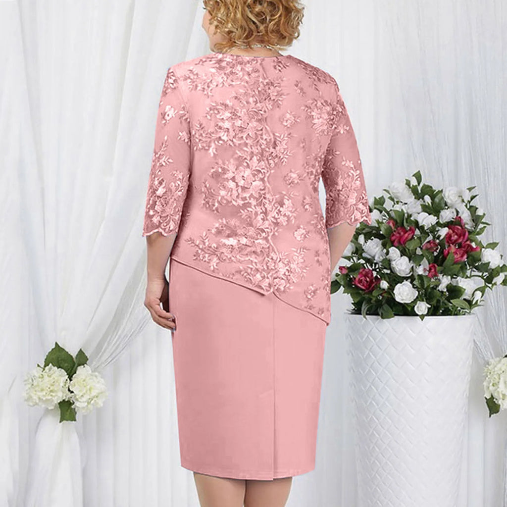 Sequined Lace Overlay Elegant Alternative Midi Dress