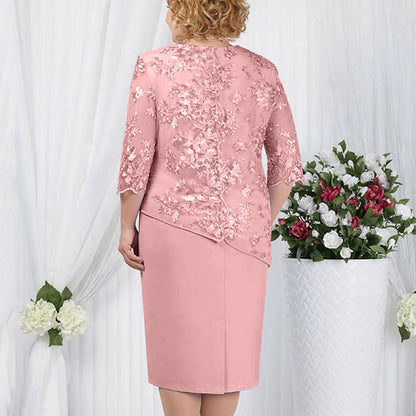 Sequined Lace Overlay Elegant Alternative Midi Dress