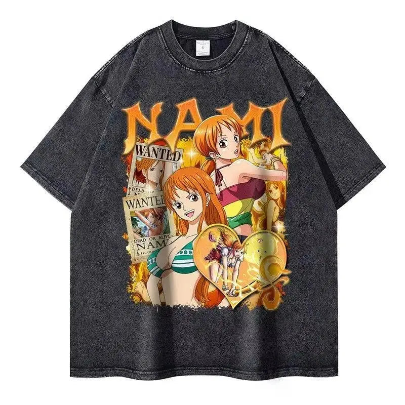 Vintage Anime-Inspired Manga Streetwear Graphic Oversized Cotton Casual T-Shirt