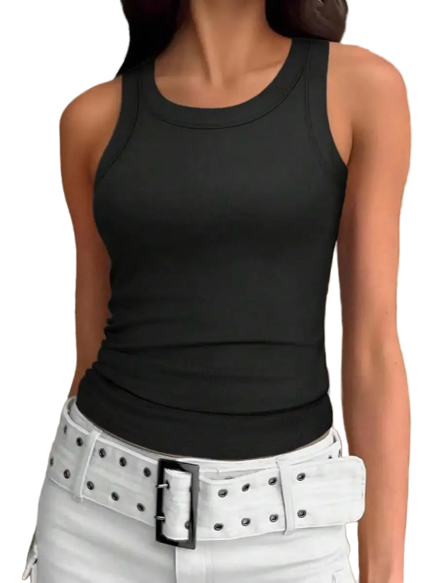 Racerback Tank Top with Slim Fit Stretch Fabric Casual Everyday Streetwear Essential