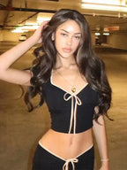 Women's Ruched Tie Front Baby Crop Top for Casual Y2K Streetwear Everyday Fashion Style