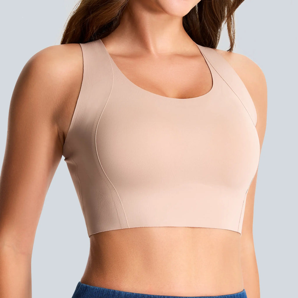 Minimalist Seamless-Style Wireless Bralette in Solid Nude with Wide Shoulder Straps
