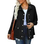 Women's Utility Style Button Front Jacket with Relaxed Everyday Casual Streetwear Fit