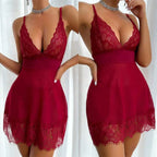 Soft Pink Sheer Mesh Chemise Nightgown with Deep V-Neckline and Lace Hem