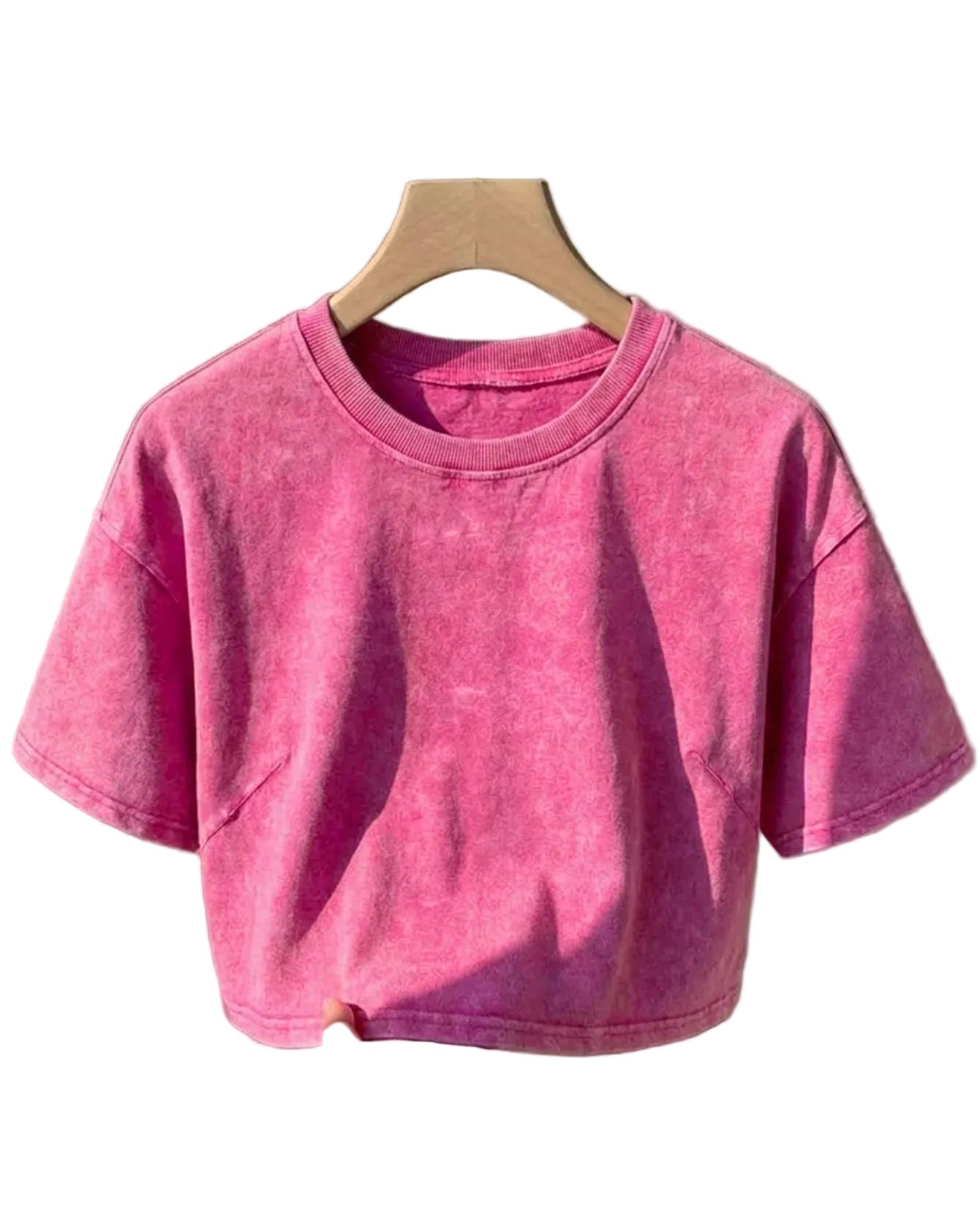 Washed Cotton Crop Tee with Relaxed Fit and Everyday Casual Style