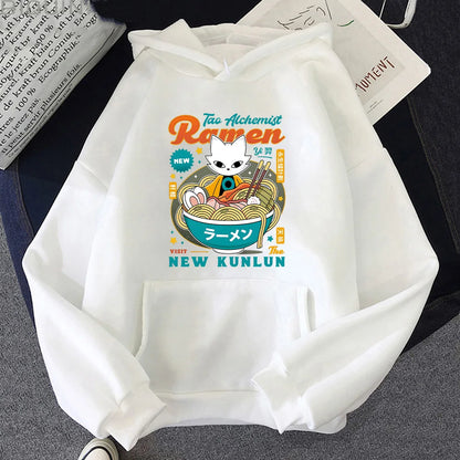 Kawaii Anime Oversized Hoodie with Retro Manga Café Artwork