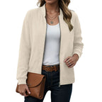 Women's Minimalist Zip Front Faux Suede Bomber Jacket for Contemporary Streetwear