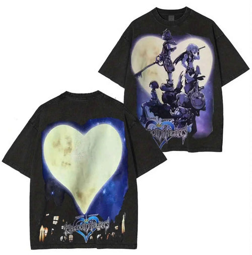 Anime Fantasy Heart Graphic Oversized Vintage Streetwear Cotton T-Shirt