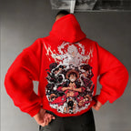 Anime Manga Graphic Oversized Hoodie With Japanese Streetwear Art Design