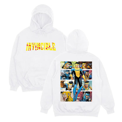 Comic Style Graphic Hoodie with Oversized Streetwear Fit and Back Print