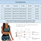 Green Paisley Print Two-Piece Bikini Set with V-Neck Top, High-Waisted Bottom and Matching Wrap Skirt