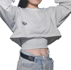 Women's Cropped Batwing Sleeve Sweatshirt with Relaxed Fit for Modern Streetwear Style