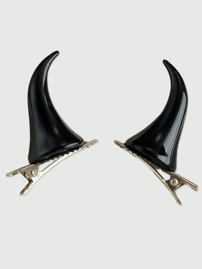 Devil Horn Hair Clips for Gothic Punk and Alternative Costume Styling