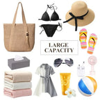 Open Weave Beach Tote Shoulder Bag with Relaxed Carry Design