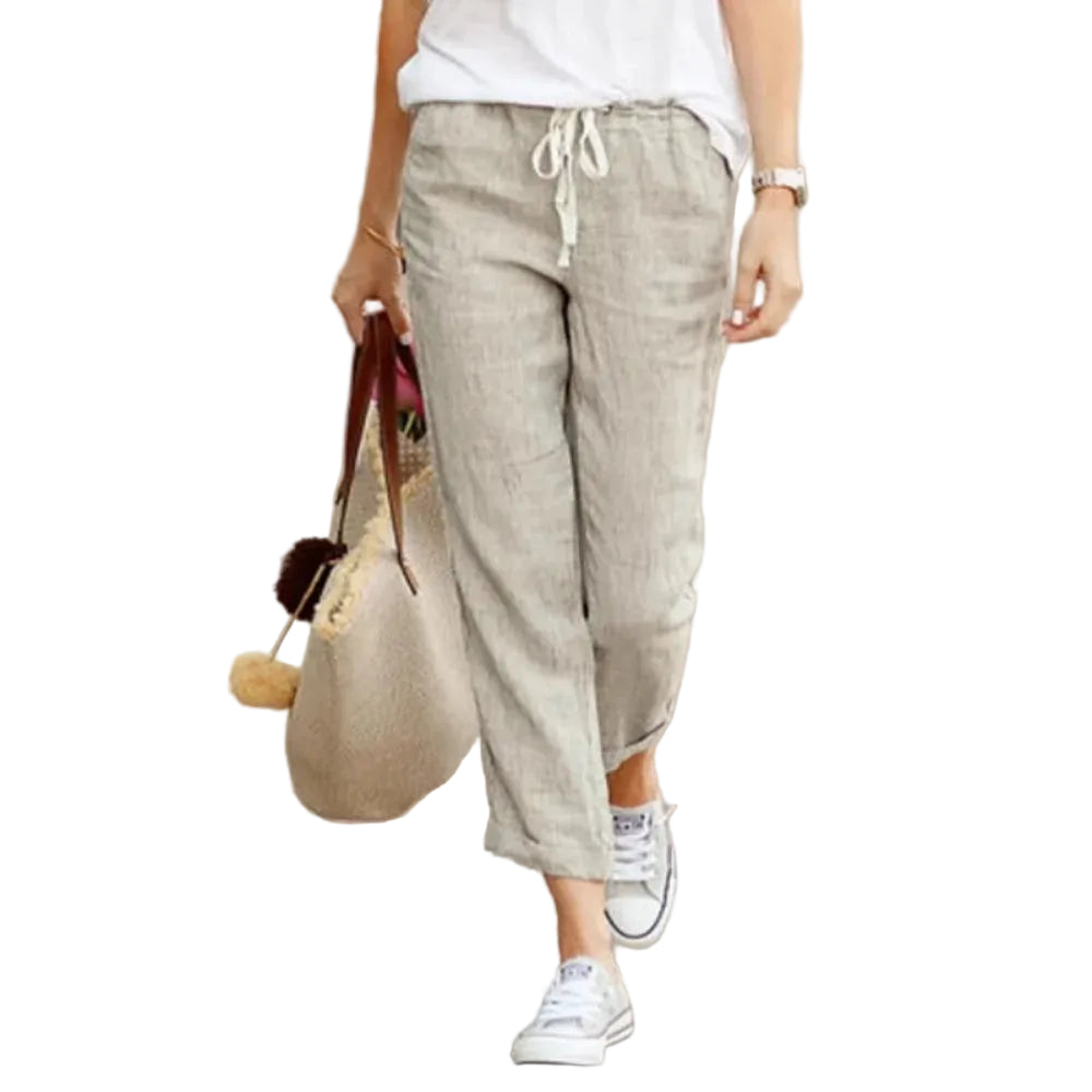 Women's High-Waist Drawstring Straight-Leg Casual Sweatpants with Relaxed Everyday Comfort Fit