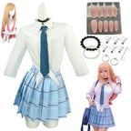 Classic Collegiate Roleplay Uniform Set with Plaid Pleated Skirt and Character Accessories