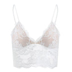 French Eyelash Lace Longline Triangle Bralette and Scalloped Low-Rise Hipster Panty Set