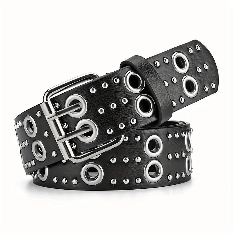 Double Row Rivet Belt for Gothic Punk and Alternative Fashion