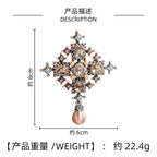 Baroque Cross Statement Brooch with Ornate Pendant Detail
