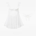 Ethereal Pink Sheer Mesh Babydoll with Ruffled Straps and Open Back