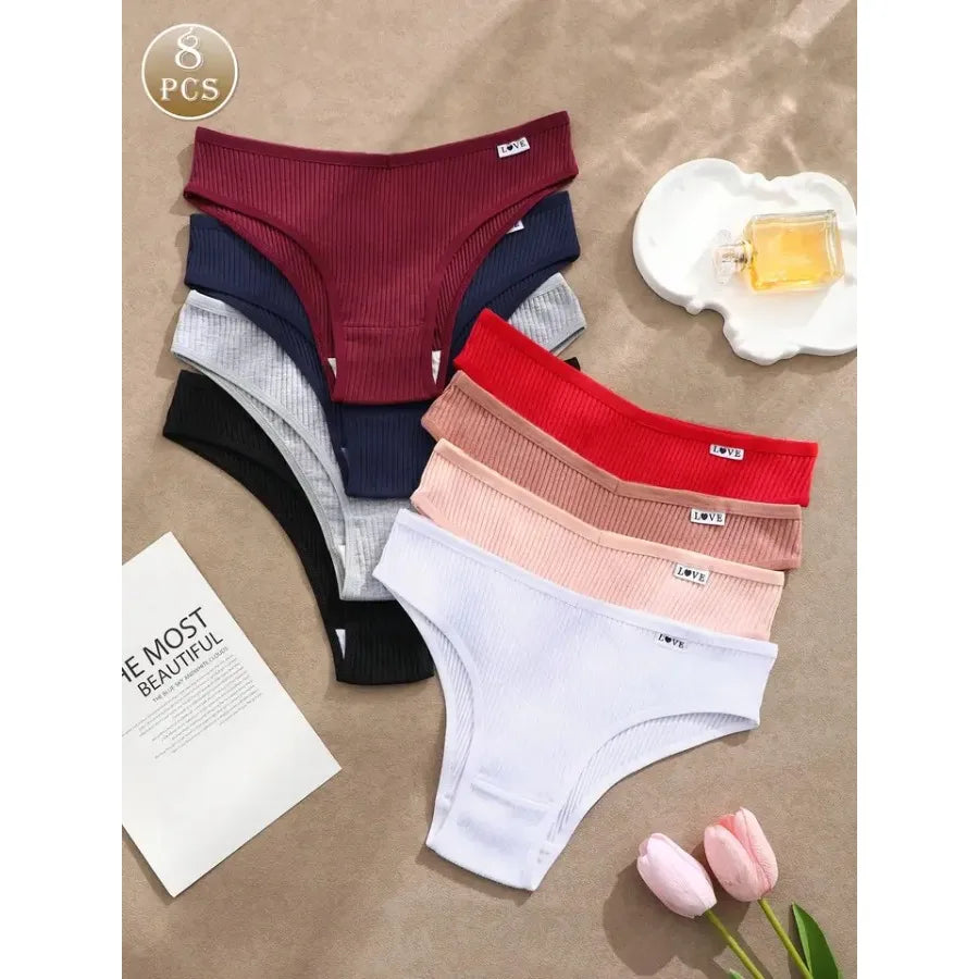 Low-Rise V-Waist Brief Panties Eight-Pack with Smooth Contoured Edges