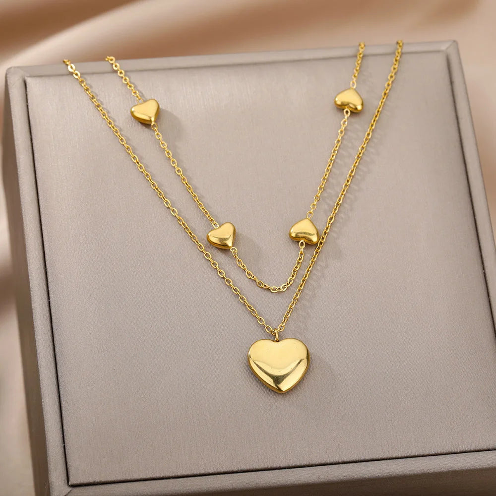 Layered Heart Pendant Necklace for Dark Feminine and Alternative Fashion