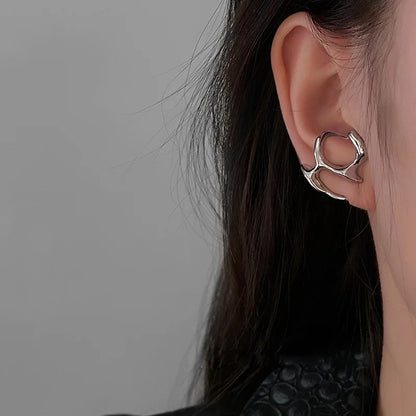 Liquid Metal Inspired Clip Earrings for Y2K Punk Alternative Fashion