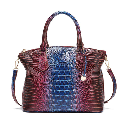 Embossed Dome Satchel Bag with Top Handle and Detachable Shoulder Strap