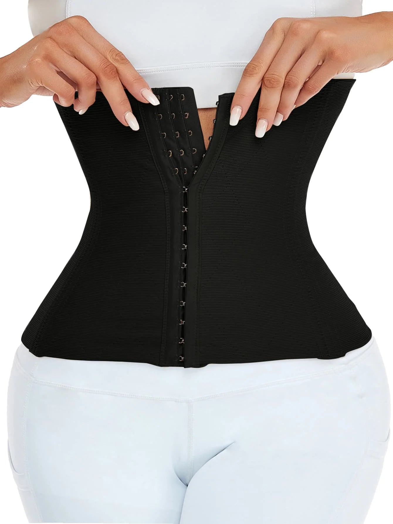 High-Stretch Waist Trainer Corset with Hook Front Closure and Sculpting Fit
