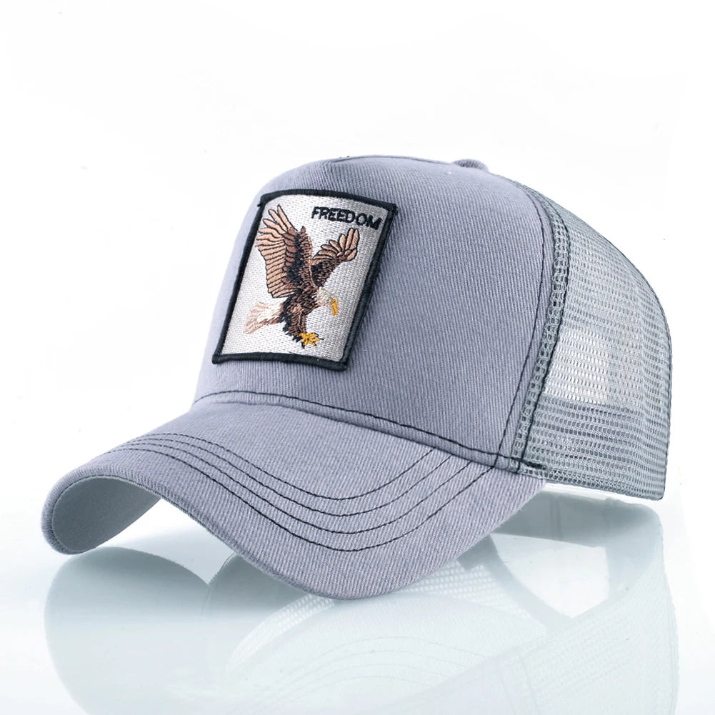 Embroidered Patch Mesh Trucker Cap Adjustable Curved Brim Casual Streetwear Outdoor Hat
