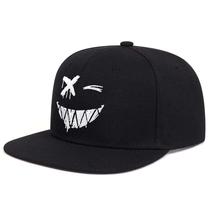 Graphic Embroidered Flat Brim Snapback Cap Adjustable Hip Hop Streetwear Fashion Hat
