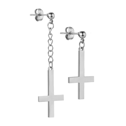 Gothic Cross Hoop Earrings for Punk and Alternative Statement Styling
