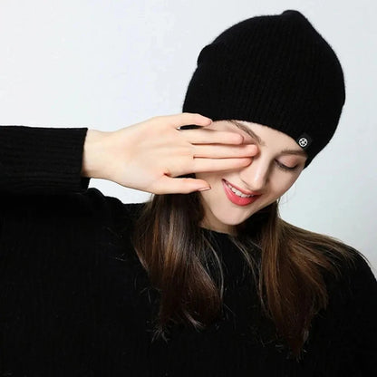 Thick Fleece Lined Cotton Knit Beanie with Ear Coverage for Outdoor Winter Streetwear Style
