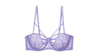 Lilac Strappy Floral Lace Underwire Bra and Cutout Thong Set