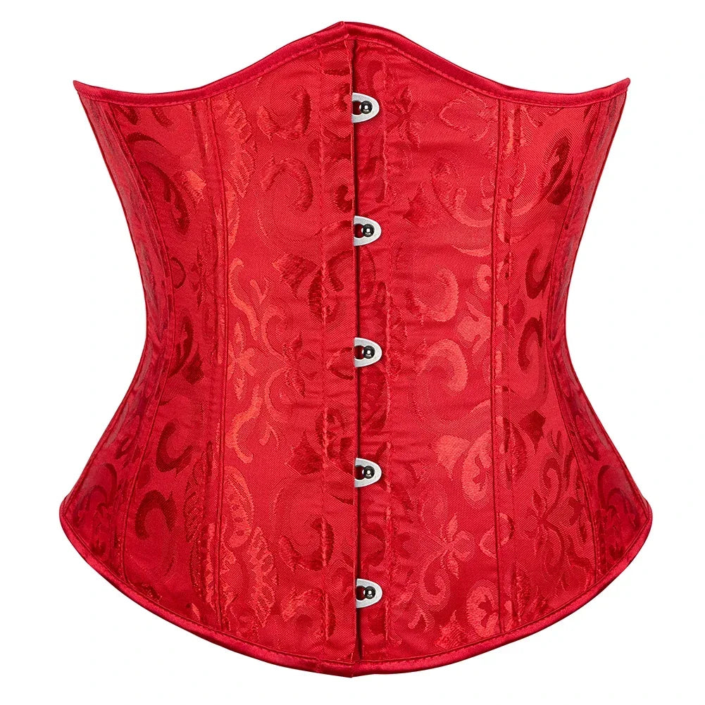 Vintage Jacquard Underbust Corset with Structured Boning and Waist-Defining Fit