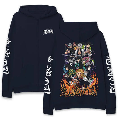 Adventure Streetwear Zip Hoodie with Dynamic Manga Artwork