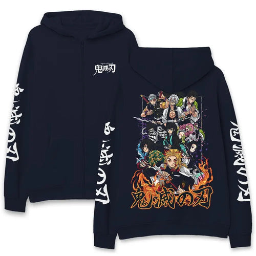 Adventure Streetwear Zip Hoodie with Dynamic Manga Artwork - BigCat Streetwear