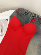 Adjustable Strap Firm Control Bodysuit with Built-In Molded Cups
