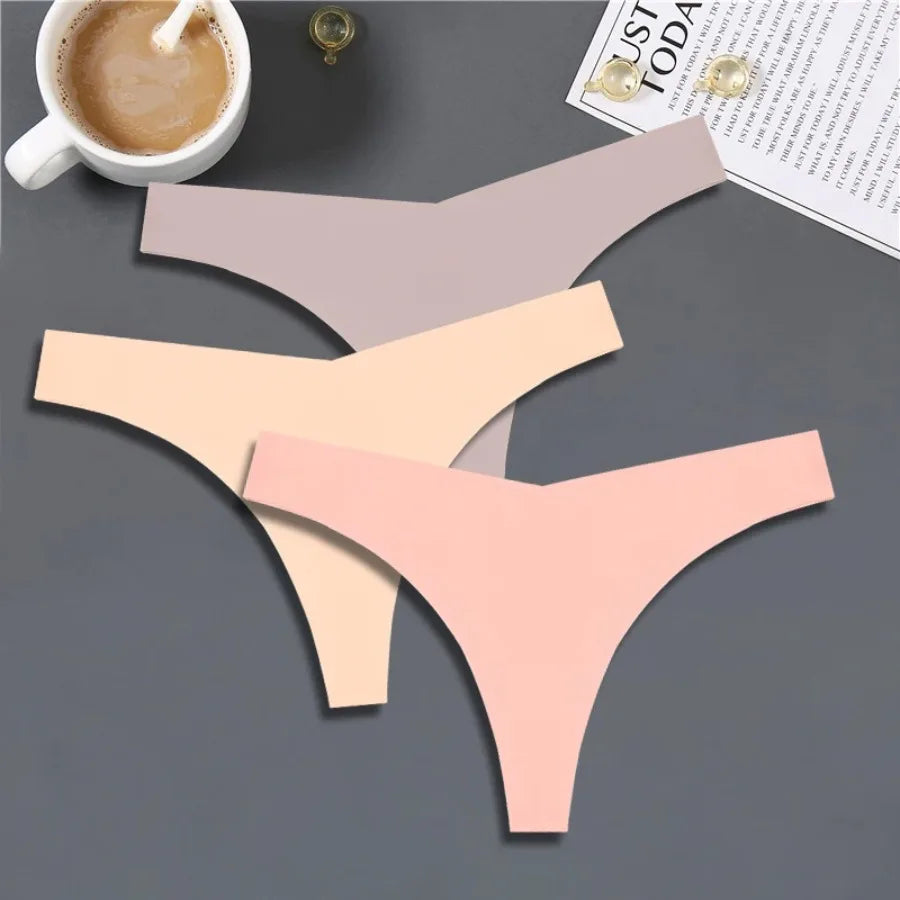 Seamless V-Waist Thong Panties Three-Pack with Smooth Athletic Finish